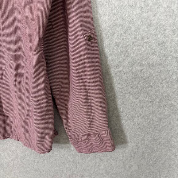 Bandolino Blouse Womens Large Pink Striped Beaded Popover Tunic Long Sleeve - Picture 6 of 11